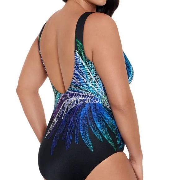 Swim Solutions Women's Firework Print One-Piece Swimsuit (Black Multi, 14) boho - Picture 4 of 12